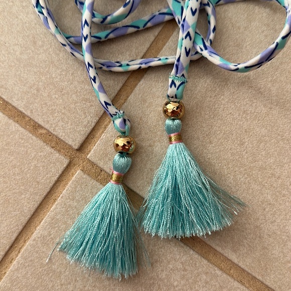 Cross back push up teal and lavender bikini top - Picture 4 of 4